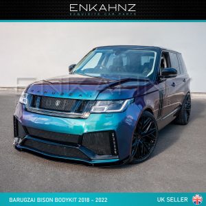 A Range Rover that is fitted with the Barugzai Bison Bodykit.